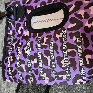 HYDRO MATE PURPLE LEOPARD PRINT INSULATED WATER TRACKING SLEEVE COVER KOOZIE